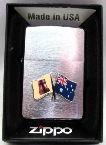 Ned Kelly Helmet Australia Flag Silver Brushed Finish Zippo Lighter Smoking 