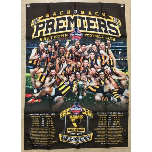 Hawthorn Hawks 2014 AFL Premiers Back To Back Team Image 70cm x 100cm Wall Flag