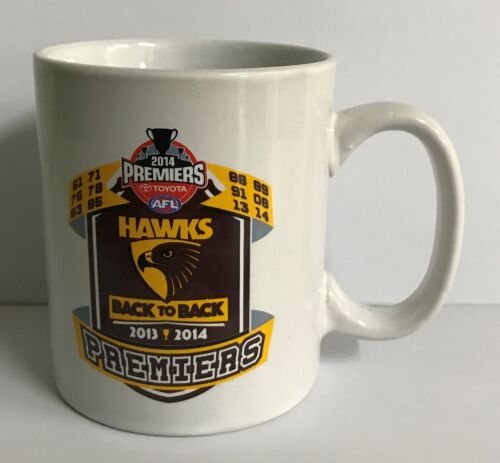 Hawthorn Hawks 2014 AFL Premiers Back To Back White 11oz Coffee Mug Tea Cup 