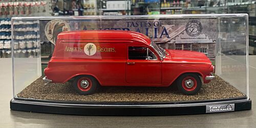 Holden EH Panel Van Tastes of Australia #1 Arnotts' Biscuits Collection 1:18 Scale Model Car + Arnotts' Tiny Dioramas Slimline 1:18 Scale Display Case