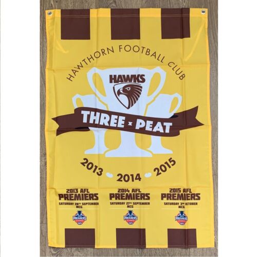 Hawthorn Hawks 2015 AFL Premiers Three Peat 70cm x 100cm Wall Flag