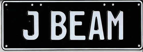 J Beam White on Black 37cm x 13cm Novelty Number Plate 