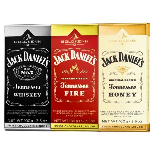 Jack Daniel's JD Chocolate 3 Piece Combo: Old No. 7 + Honey + Tennessee Fire Swiss Chocolate 100g Blocks