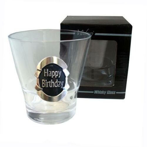 Happy Birthday 300ml Spirit Whisky Glass With Badge In Gift Box