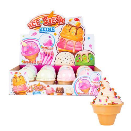 Ice Cream Slime Fluffy Putty With Cone Container & Sprinkles Mix - Assorted Colours