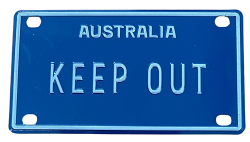 Keep Out Novelty Mini Name Australian Tin License Plate
