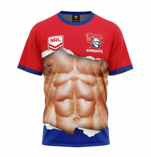 Newcastle Knights NRL Team Logo 'Ripped' Six Pack Muscles Tee Shirt T-Shirt
