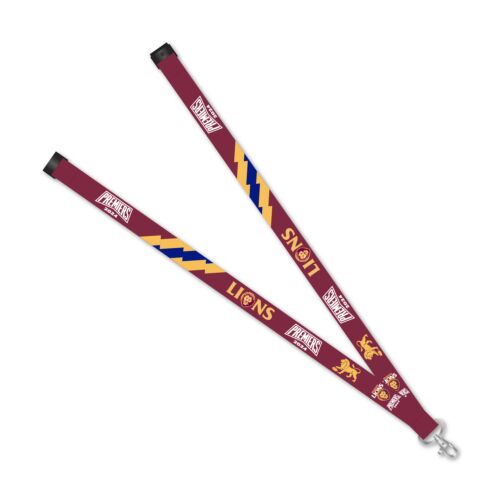 Brisbane Lions 2024 AFL Premiers Team Logo Lanyard With Swivel Hook Clip