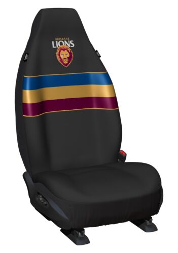 Brisbane Lions AFL Set Of 2 Size 60 High Back Bucket Seat Air Bag Compatible Front Seat Covers