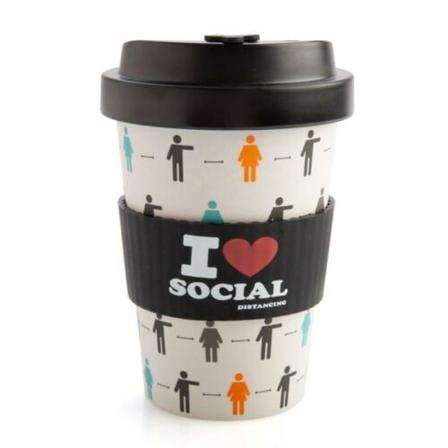 Eco To Go Bamboo I Heart Social Distancing 470ml Travel Mug Keep Cup Coffee Tea 