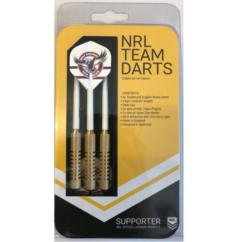 Manly Sea Eagles Set 3 NRL 23g Steel Tip Darts With 6 Flights Made In England