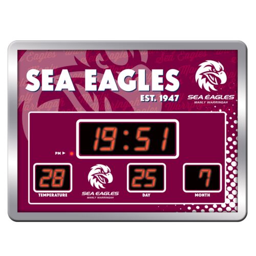 Manly Sea Eagles NRL Team LED Scoreboard Clock Digital Time Date Temperature