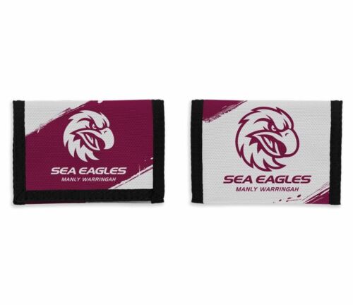 Manly Sea Eagles NRL Team Logo Nylon & Velcro Sports Wallet 