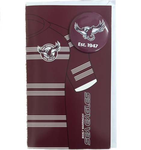 Manly Sea Eagles NRL Blank Birthday Gift Card With Badge & Envelope 