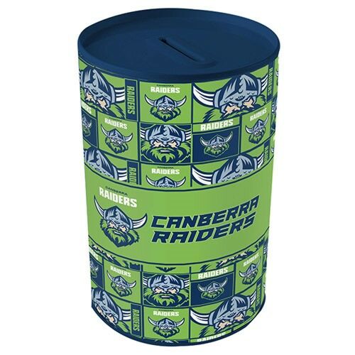Canberra Raiders NRL Team Round Tin Money Box