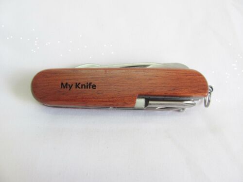 My Knife  Name Personalised Wooden Pocket Knife Multi Tool With 10 Tools / Accessories
