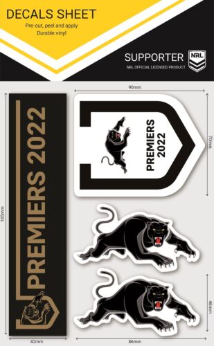 Penrith Panthers 2022 NRL Premiers Set of 4 Decal Stickers Sheet