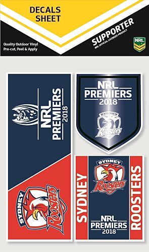 Sydney Roosters 2018 NRL Premiers Set Of 3 Team Decal Car Spot Sticker