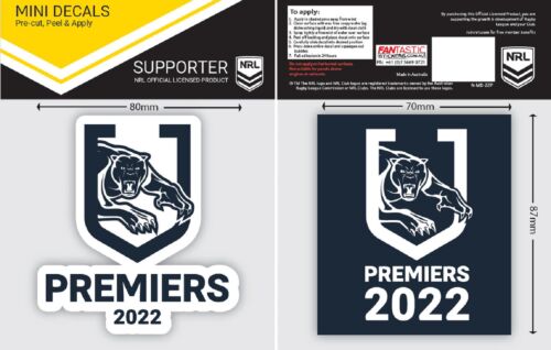 Penrith Panthers 2022 NRL Premiers Set of 2 Mini Decals Stickers