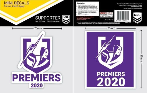 Melbourne Storm NRL 2020 Premiers Set of 2 Mini Decals Stickers