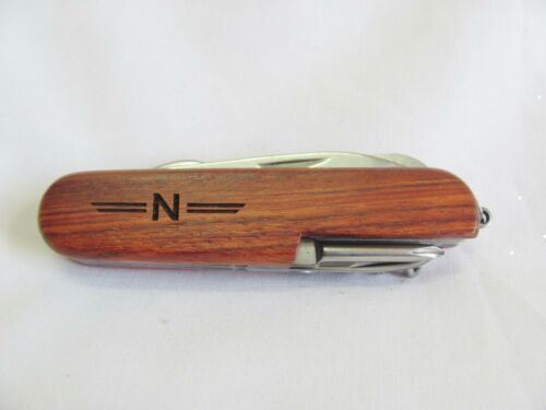 N   Name Personalised Wooden Pocket Knife Multi Tool With 10 Tools / Accessories