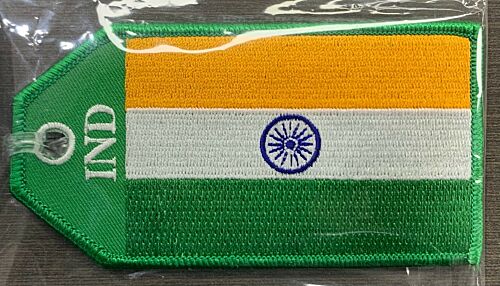 India Flag IND Airlines Flight Fabric Luggage Bag Tag