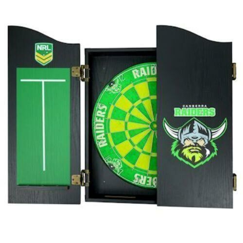 Canberra Raiders NRL Bristle Dartboard and Wooden Cabinet Dart Board 