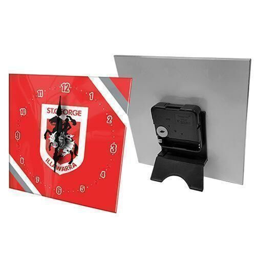 St George Dragons NRL Analogue Mini Glass Clock Time With Stand