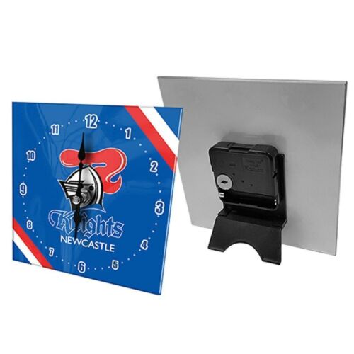 Newcastle Knights NRL Analogue Mini Glass Clock Time With Stand