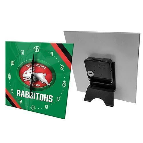 South Sydney Rabbitohs NRL Analogue Mini Glass Clock Time With Stand