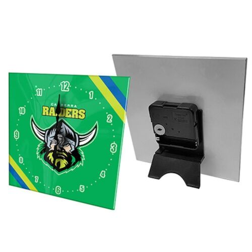 Canberra Raiders NRL Analogue Mini Glass Clock Time With Stand