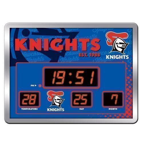 Newcastle Knights NRL Date Time LED Scoreboard Digital Clock Thermometer
