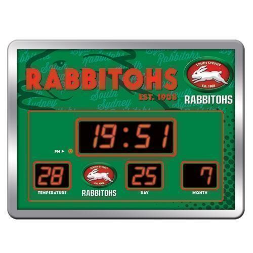 South Sydney Rabbitohs NRL Date Time LED Scoreboard Digital Clock Thermometer