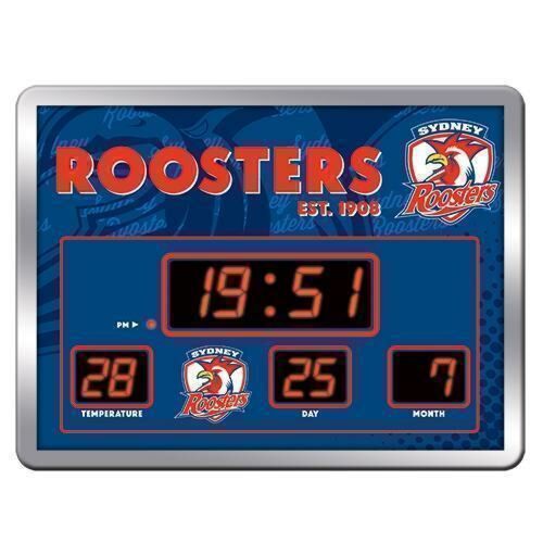 Sydney Roosters NRL Date Time LED Scoreboard Digital Clock Thermometer