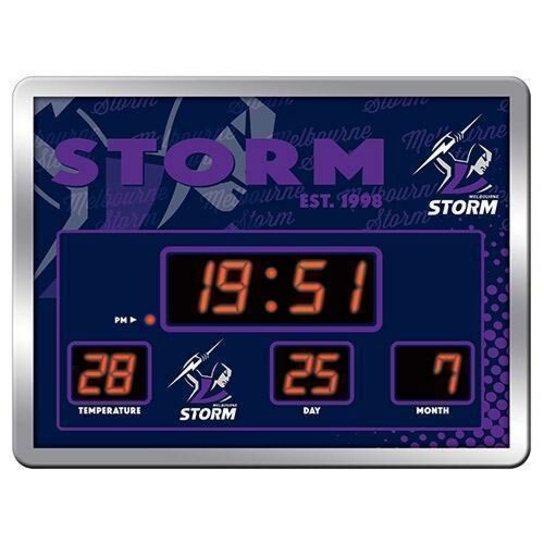 Melbourne Storm NRL Date Time LED Scoreboard Digital Clock Thermometer