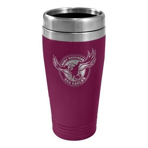 Manly Sea Eagles NRL Team Logo Stainless Steel Double Wall 450ml Travel Mug Cup