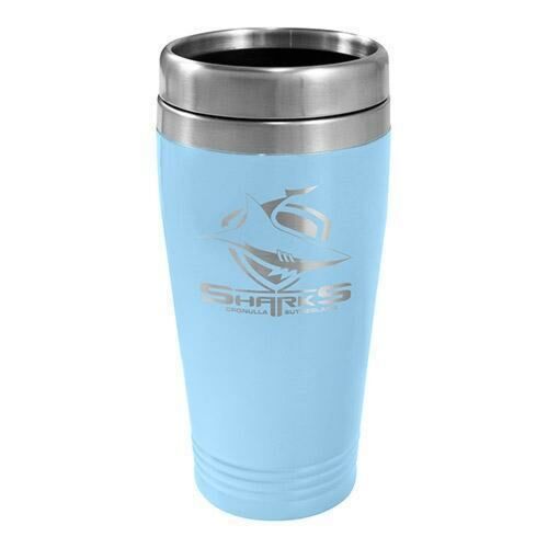 Cronulla Sharks NRL Team Logo Stainless Steel Double Wall 450ml Travel Mug Cup