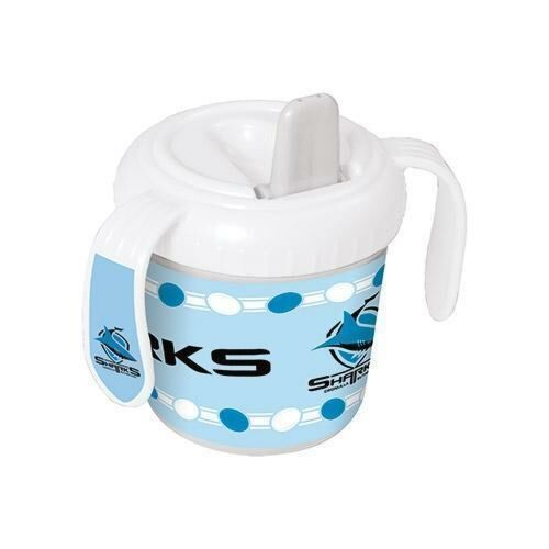 Cronulla Sharks NRL Team Logo 2 Handle 250ml BPA Free Baby Infant Training Sippy Sipper Cup