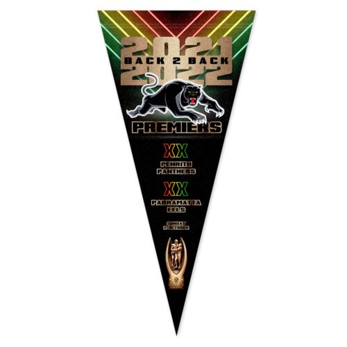 Penrith Panthers 2022 NRL Premiers Back To Back Felt Wall Pennant Banner Flag