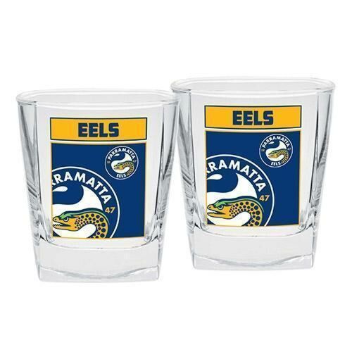 Parramatta Eels NRL Team Logo Set of 2 250ml Spirit Glasses Scotch Alcohol Drinking 