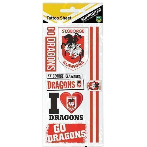 St George Dragons NRL New Design Pack Of Temporary Tattoos Supporter