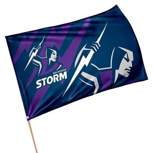 Melbourne Storm NRL Supporter Flag on Stick Team Logo