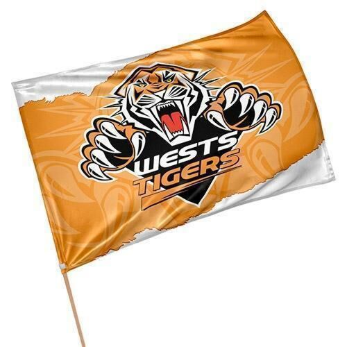Wests Tigers NRL 2005 - 2021 Supporter Flag on Stick Team Logo