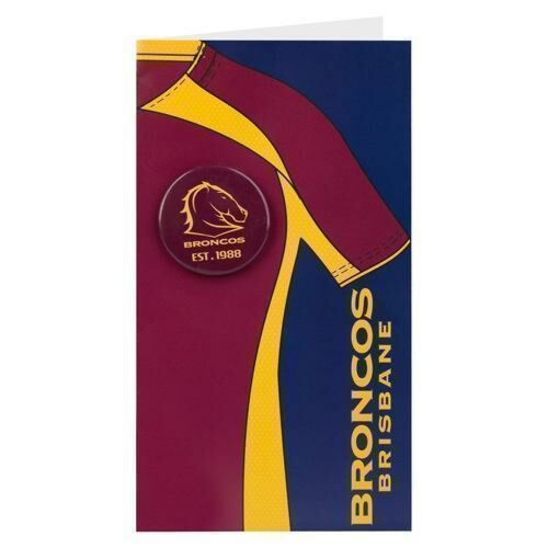 Brisbane Broncos NRL Blank Birthday Gift Card With Badge & Envelope 