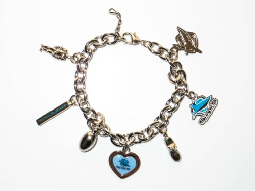 Cronulla Sharks NRL Team Charm Bracelet With Charms Chain Jewellery