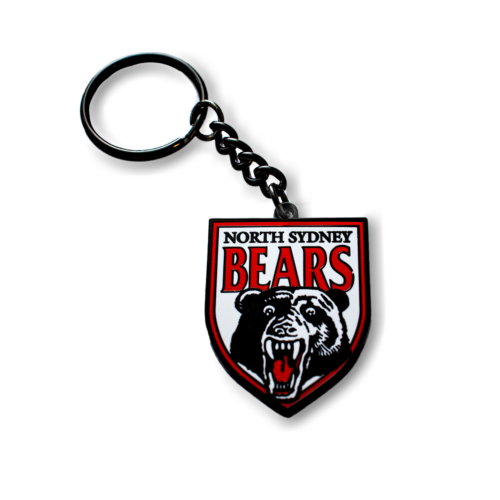 North Sydney Bears NRL Metal Team Heritage Logo Key Ring Keyring Chain 