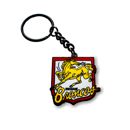 Brisbane Broncos NRL Metal Team Heritage Logo Key Ring Keyring Chain 