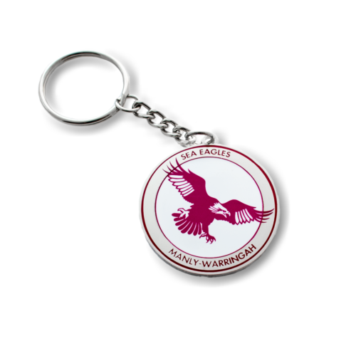 Manly Sea Eagles NRL Metal Team Heritage Logo Key Ring Keyring Chain 