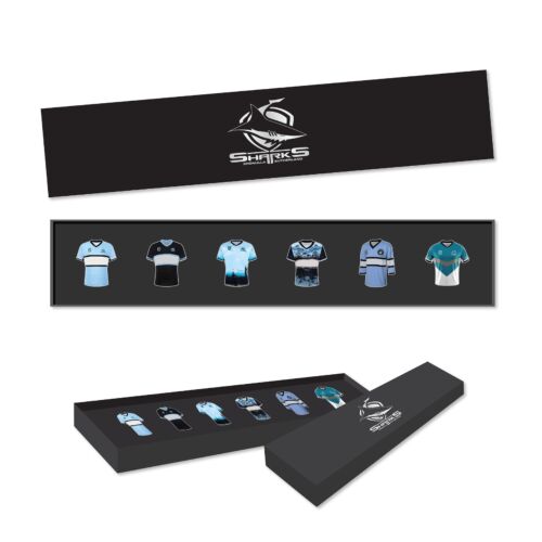 Cronulla Sharks NRL Team Set Of 6 Jersey Pin Collection In Presentation Box