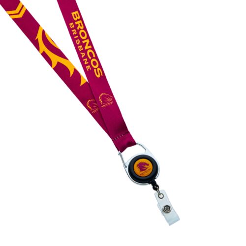 Brisbane Broncos NRL Team Logo Retractable Lanyard Badge Reel Clip